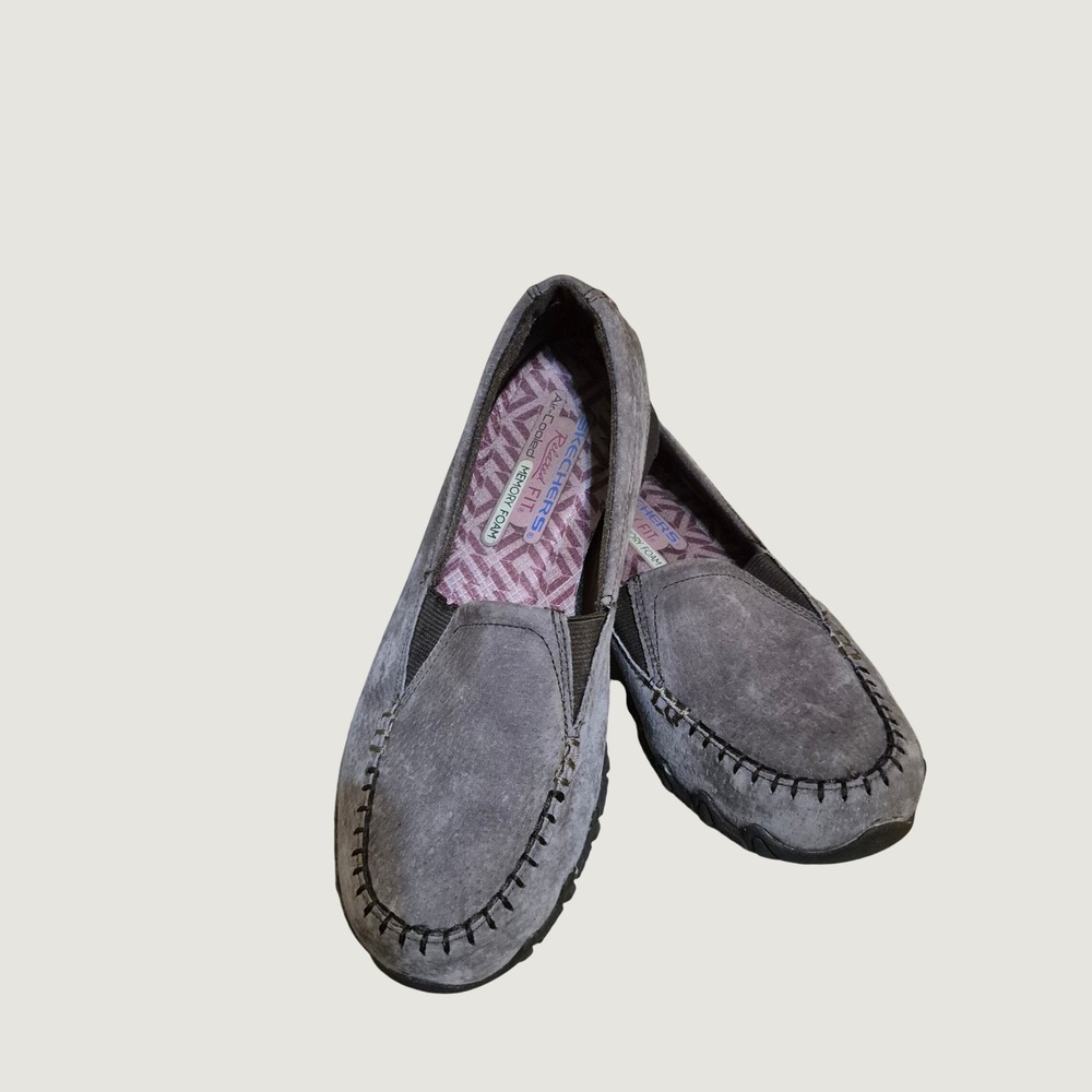 Skechers Bikers Wayfarer Womens 8 Relaxed Fit Suede Loafers Memory Foam Taupe